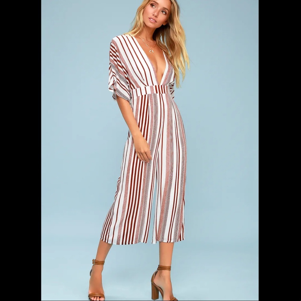 Nwot Lulu’s Hook, Line, And Sinker Rust Red Strip… - image 2